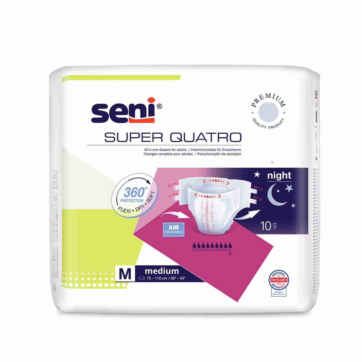 Seni Super Quatro - Windeln für schwerste Inkontinenz - bis 4000 ml, Gr. M-XL